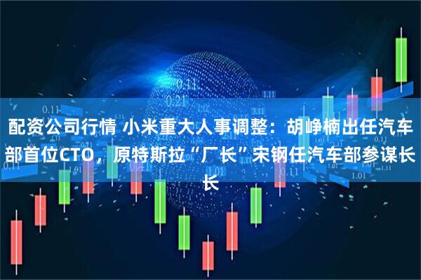 配资公司行情 小米重大人事调整：胡峥楠出任汽车部首位CTO，原特斯拉“厂长”宋钢任汽车部参谋长